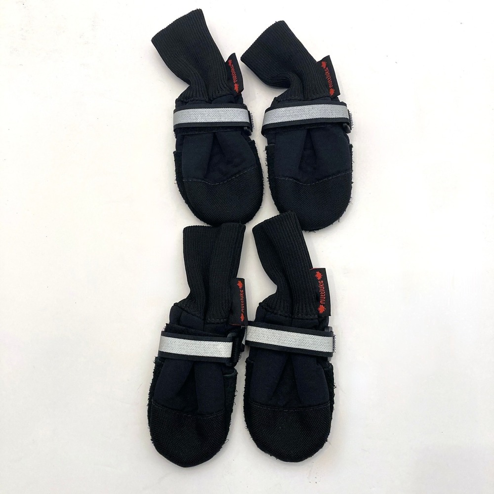 Muttluks Dog Boots Black‎ Suede Bottom Fleece Lined Hook Loop Close XS